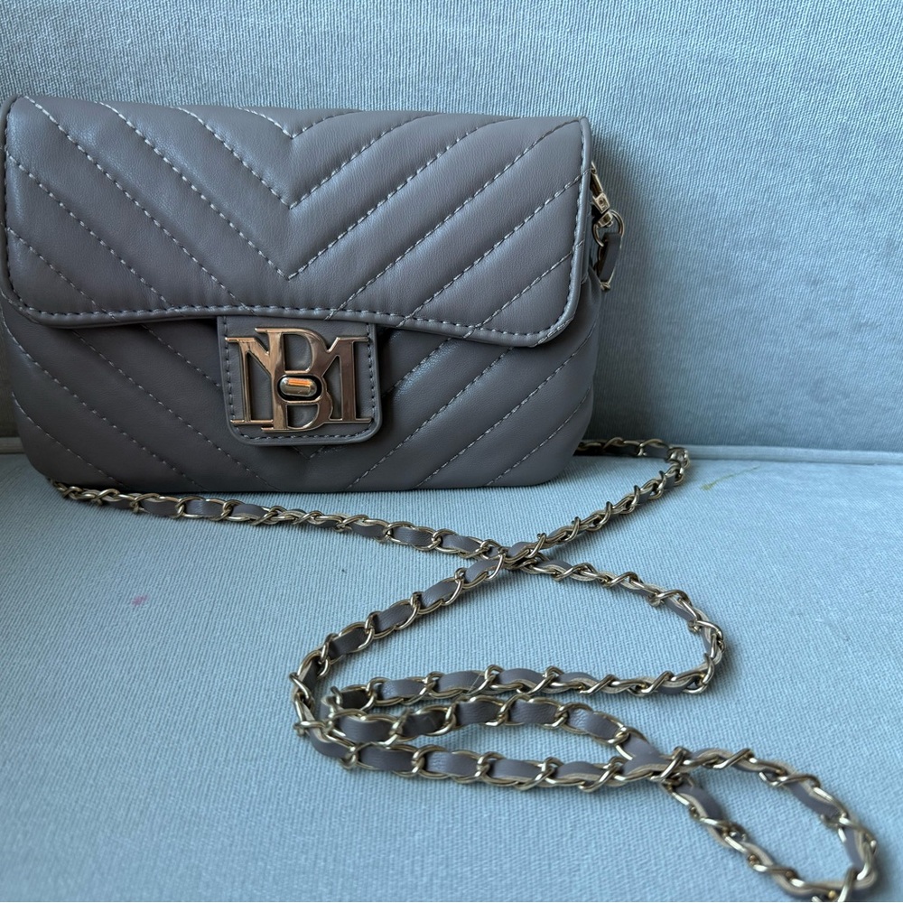 Badgley Mischka Gray Quilted Crossbody Bag